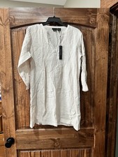 Tahari Women's Luxe Lin 100% Linen Mini Dress Size S Ivory NWT