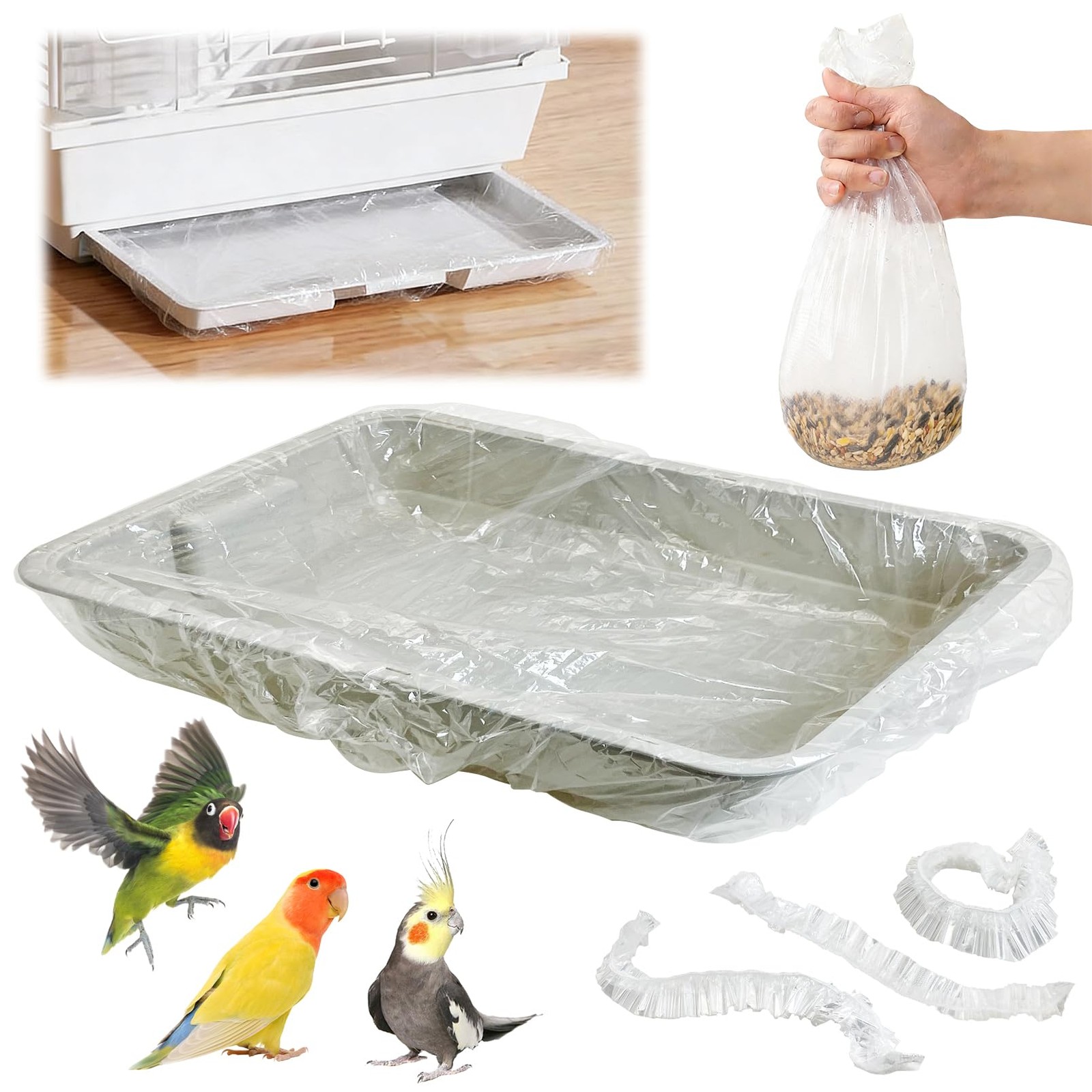 Liner Bags 34'' X 22'' Plastic Parakeet Cage Tray...