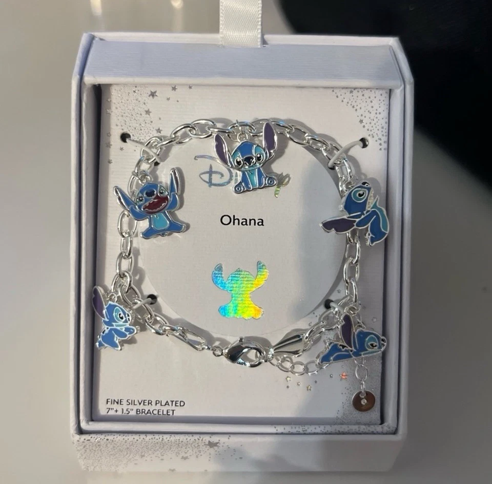 Pulsera Disney Lilo Stitch Plata Dije Diseño 'Ohana Significa Familia' Foto 2 de 3