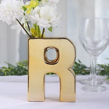 GOLD 6" Ceramic R Symbol Flower VASE Table Centerpiece Party Events Decorations
