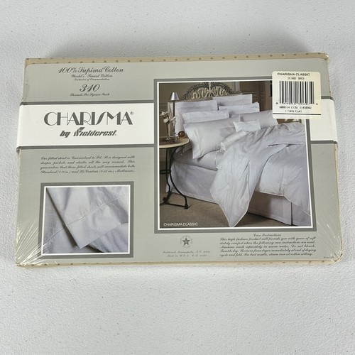 Vintage Charisma By Fieldcrest Supima Cotton Luxury Twin Flat Sheet 66x100in NOS - Picture 2 of 7