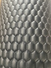 Black Egg Quilted Black Stitch Vinyl Upholstery Automotive Foam Backed Fabric