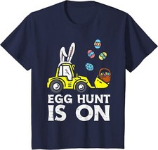 Egg Hunt Is On Loader Bunny Easter Bulldozer Toddler Youth Unisex T-shirt