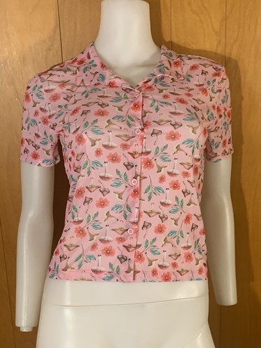 Pink Mushroom Foliage Retro Floral Mesh 