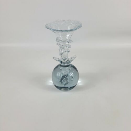 VIntage Glass Flower Trumpet Glass Vase 6.5" Weighted Hand Made