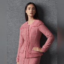 CARLISLE COLLECTION NWT Musee Pink Tweed Fringe Jacket - Size 4
