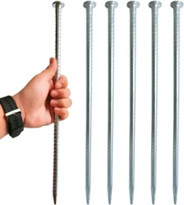 Rebar Stakes 16 Inch Metal Spikes for Asphalt 1/2 Inch Diameter-6 Pack Ground 