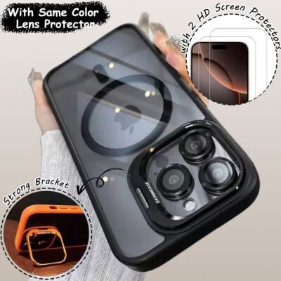 For iPhone 16 15 14 13 12 11 Pro Max Shockproof Mag Case + Lens Screen Protector