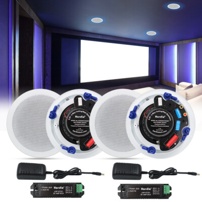Herdio 2Pairs Bluetooth In-Wall/Ceiling Speakers 5.25'' 600W Flush Mount for Home