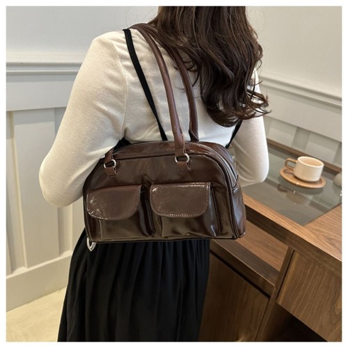 Solid Color Satchel Hobo Bag High-capacity Underarm Bag for Women - Picture 10 of 17