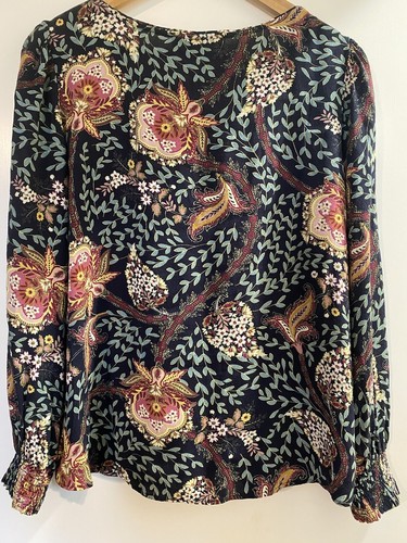 Camicetta Loft Navy floreale polsino fumè manica lunga contadina TG M top boho - Foto 6 di 8