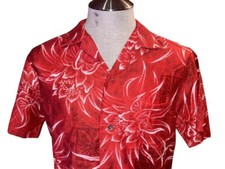 Andrade Resort Shops Honolulu Vintage Hawaiian Shirt Aloha Red Flower Small