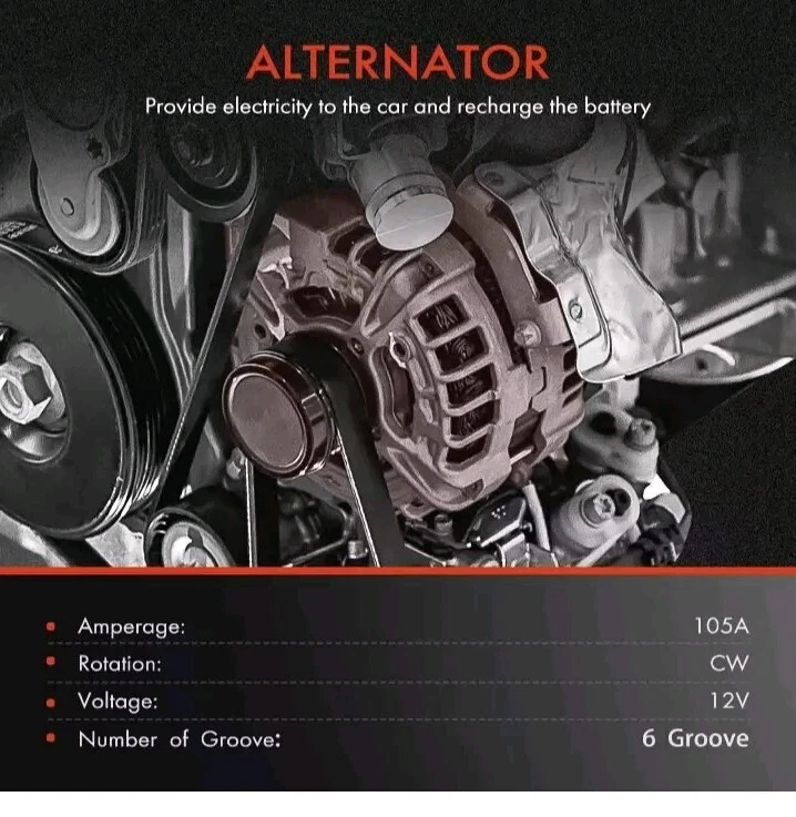 Alternator for Chevrolet Beretta Corsica 1994-1996 Buick Oldsmobile Pontiac 3.1L - Image 2 of 4