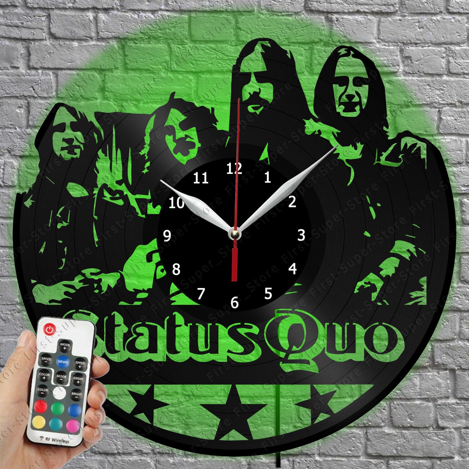 LED Wall Clock with Vinyl Record Design and Built-In Light 1324