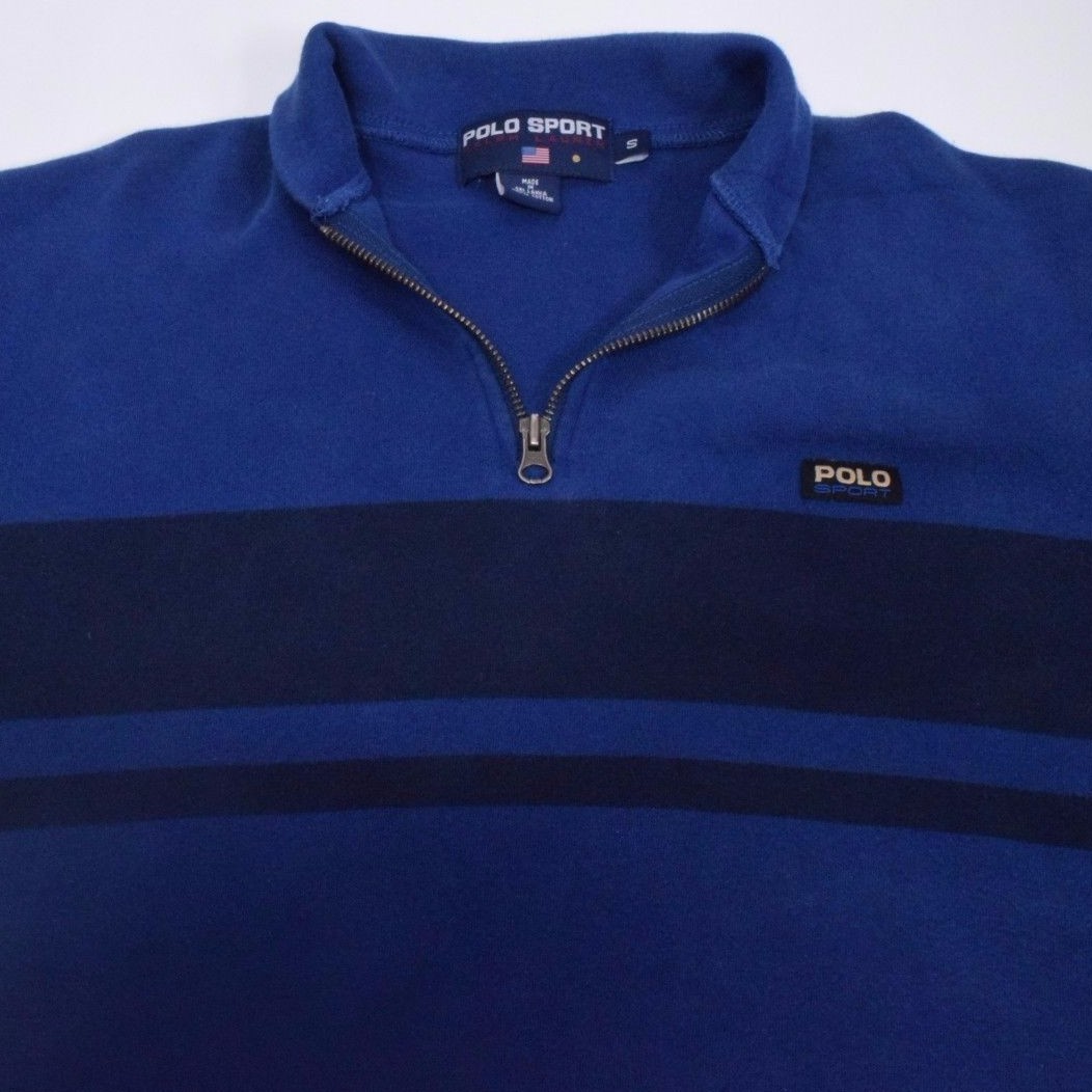 Polo Ralph Lauren スウェット Men's Small POLO SPORT Ralph Lauren 1/4 Zip Striped Patch Pullover