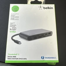 Belkin Thunderbolt 3 USB-C Docking Station Mini Hub Windows PC Mac F4U098BT