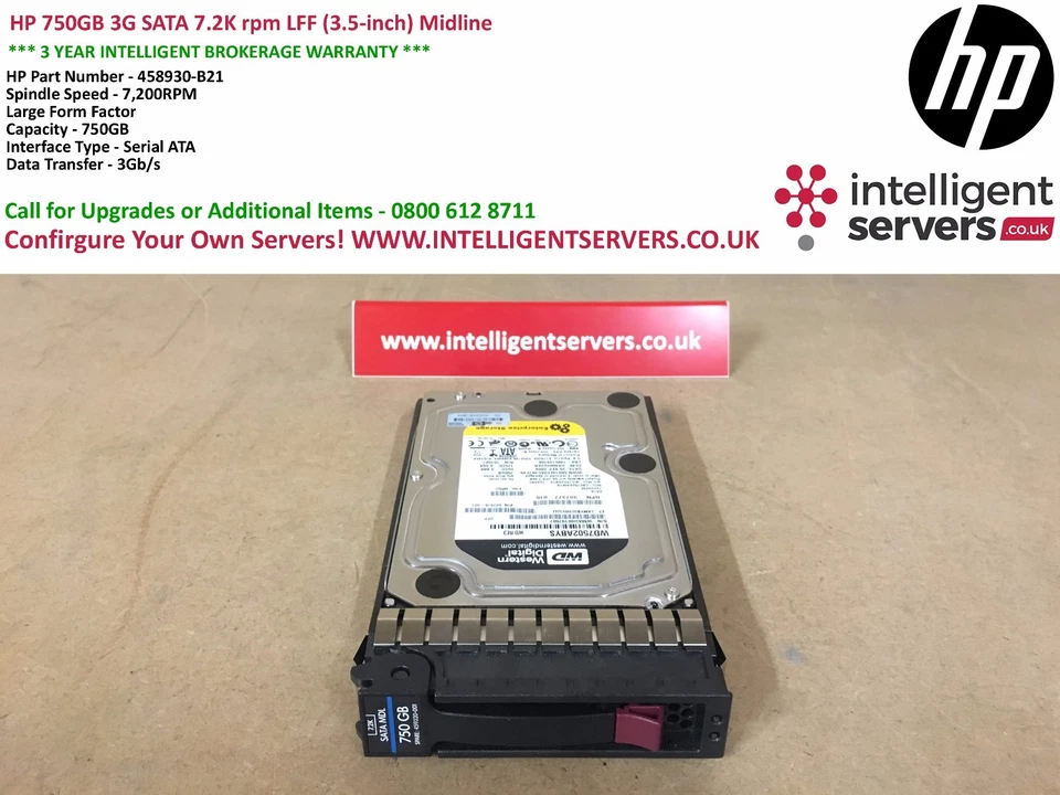 HP 750GB 3G 458930-B21 SATA 7.2K rpm LFF (3.5-inch) Midline - Image 2 of 2