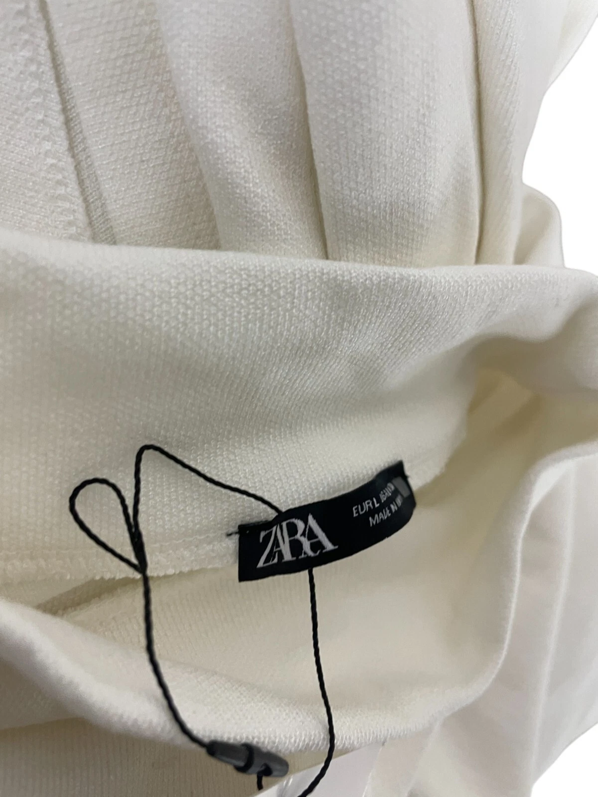 OFF WHITE Abito donna midi Zara taglia L bianco sporco finto collo increspato elasticizzato 5584 671 nuovo senza etichette