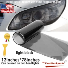 Gloss Light Black Smoke Headlight Taillight Fog Light Vinyl Tint Film 12"X78"