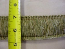 5 YARDS 1-3/4" Brush Fringe Trim Sundance Putty Green, Gold home decor pillows