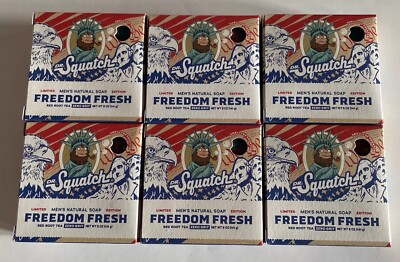 6 Dr. Squatch Natural Soap Freedom Fresh Bar Zero Grit  5 oz Red Root Tea