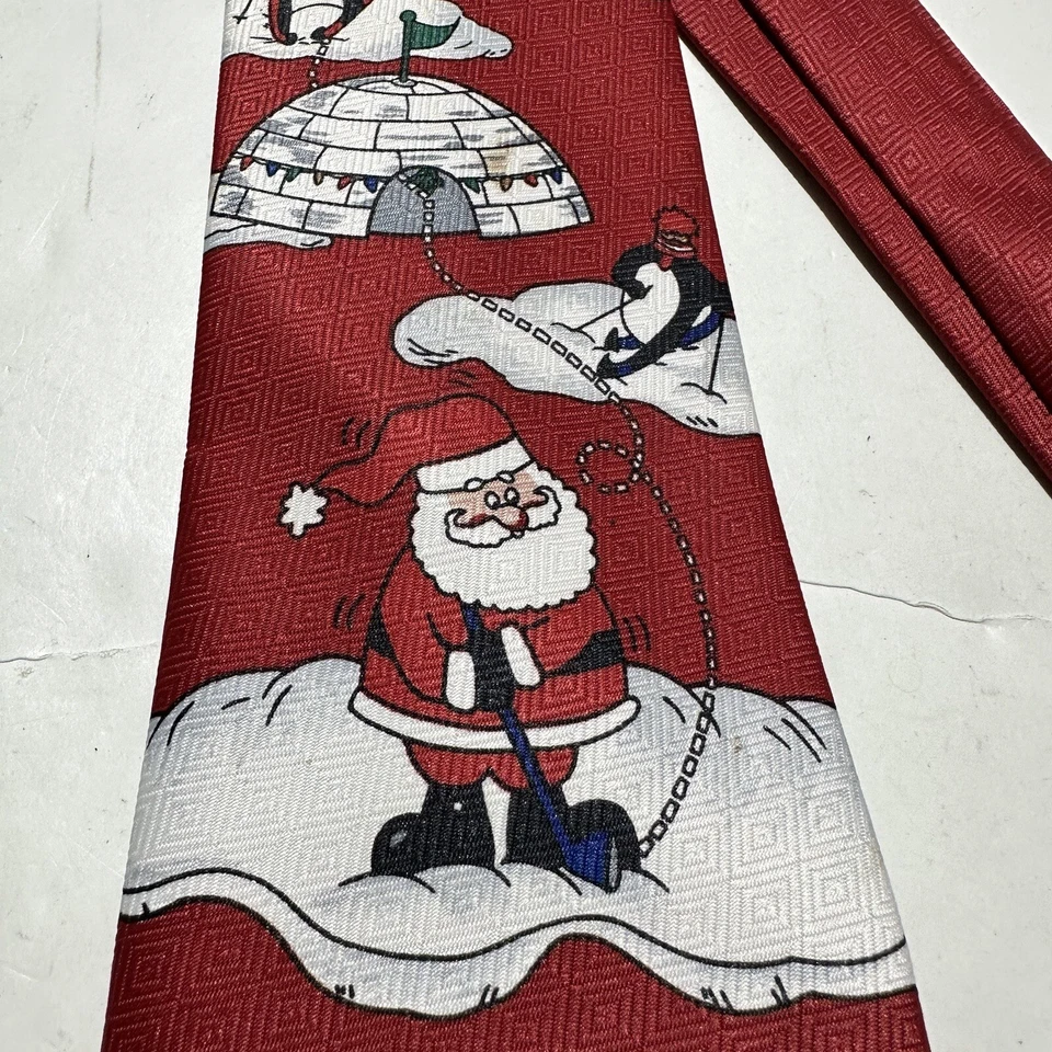 Рождественский галстук для гольфа Santa Umo Lorenzo классический винтажный художественный стиль смешной красный - Изображение 2 из 4