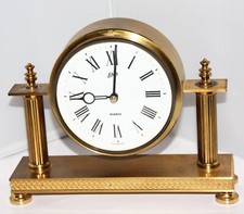 "Schatz" Kaminuhr Messing, matt gebürstet, Quarzwerk, römische Ziffern, Bordüre