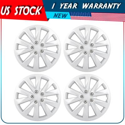 Full 4 Pcs Gloss Silver Wheel Hub Caps Rim 15'' Wheel Cover For All Makes Models
