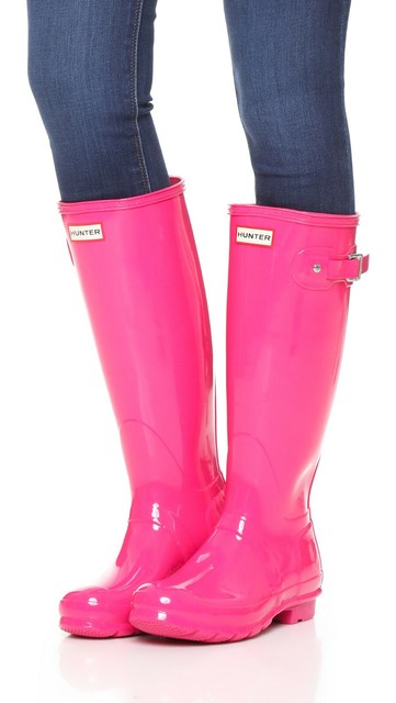 pink tall hunter boots