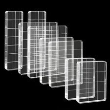 8 PCS Acrylic Stamp Block Straight Edge Assorted Sizes Grid Lines DIY Card