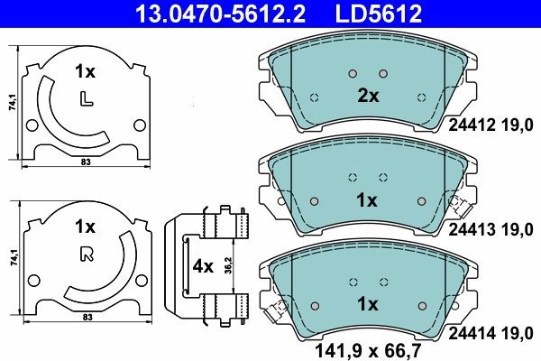 ATE Bremsbelagsatz, Scheibenbremse 13.0470-5612.2 FüR Saab Opel Chevrolet-image