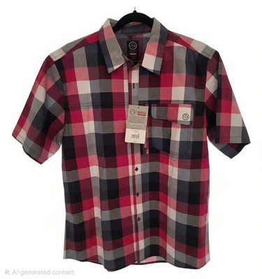 Wrangler ATG All Terrain Gear X Shirt Mens Large Regular Fit Red/Blue Plaid NWT