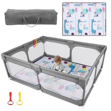 Corral Para Bebes Con Tapete 75x59 Pulgadas Malla Transpirable Y Robusto