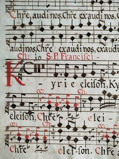 Large Decorative Original Sheet Manuscript Antiphonary 1700