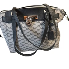 MICHAEL KORS HAMILTON TRAVELER BLACK LEATHER SATCHEL HANDBAG Shoulder bag