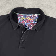 Robert Graham Polo Shirt Mens XL Black Stretch Skull Paisley Cotton Blend