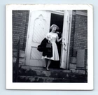 Old Vintage Square Photo WOMAN BRIDE LEAVING CHURCH WEDDING SNAPSHOT