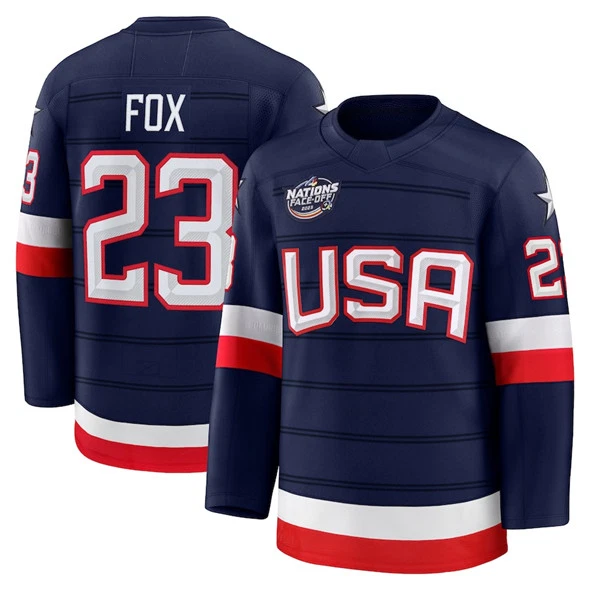 Custom Men's Navy 2025 4 Nations Stitched Hockey Jersey