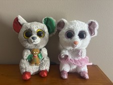 Ty Beanie Boos 6.5”Nina The Ballerina Mouse & Mac The Christmas Mouse Lot of 2