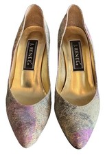 Vintage Rare J. Renee Abstract Met Cork Airbrush High Heel Shoes Pumps Size 9