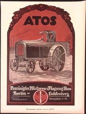 1918 United Motor Aircraft Construction Berlin ATOS Tractor GERMAN  Litho