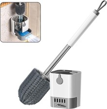 Self-Draining Toilet Brush with Holder, Ventilated Caddy for Quick Dry, No Drip