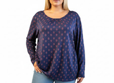 Sheego Bluse Tunika Shirt Langarm Damen Blau mit Punkten 884 (960) NEU