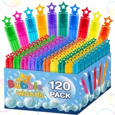120 Pcs Mini Bubble Wands in 6 Colors, Bulk Party Favors for Kids, Themed Birthd