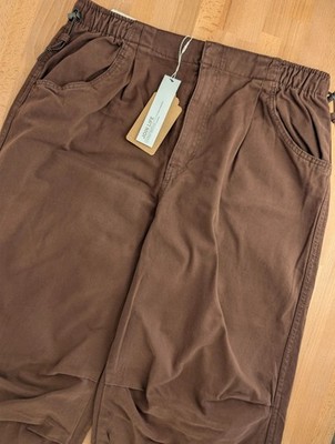 Bershka NWT brown wide leg parachute pants. Women's Large. DN3696