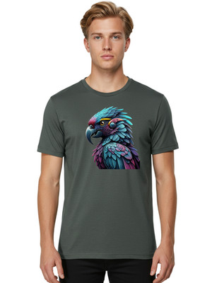 Cyborg-Parrot Mens Graphic Tee, 100% Cotton, Casual Summer Wear