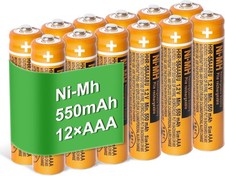 12Pcs HHR-55AAABU NI-MH AAA Cordless Phones Rechargeable Battery 1.2V 550mAh AAA