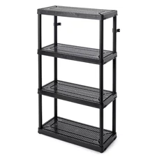 Black 3-Tier Plastic Garage Storage Shelving Unit (32 In. W X 14 In. H X 55 In.