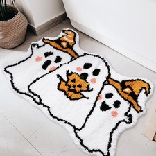 Halloween Bath Mat Ghost Pumpkin Bathroom Rug Non Slip Spooky Bath Carpet for Ha