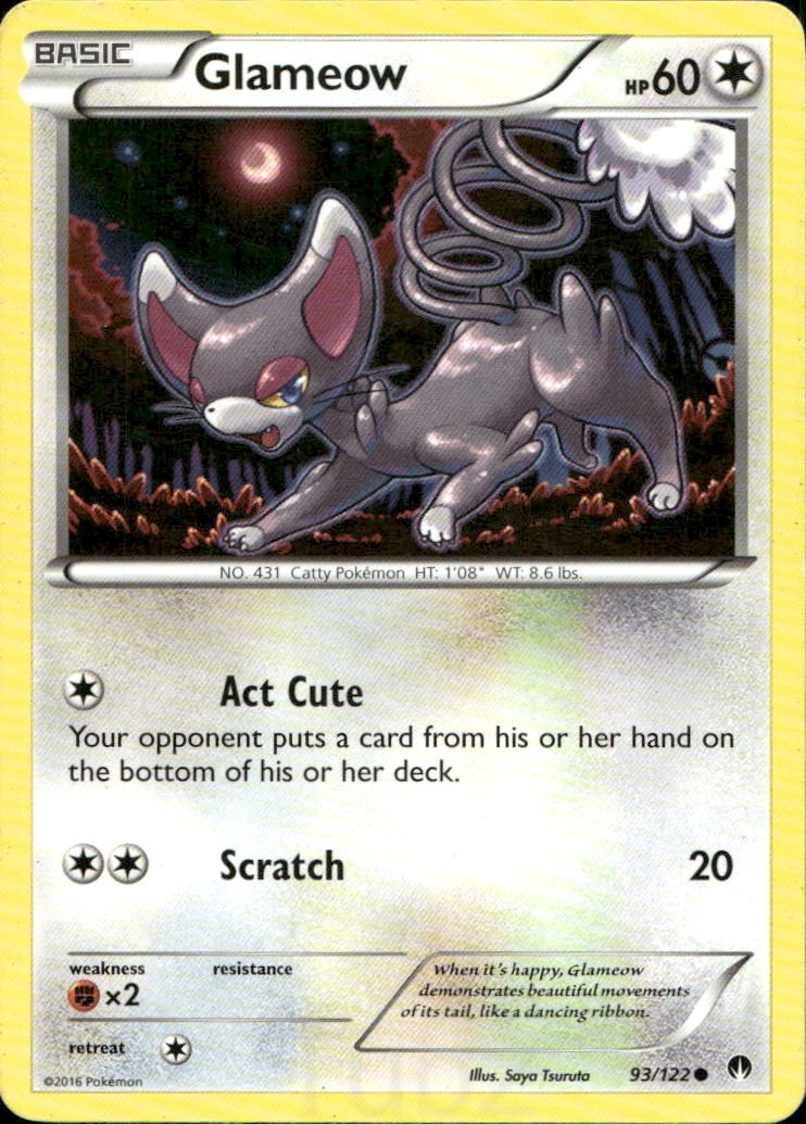 Glameow 93/122 Common BREAKpoint Pokemon Lightly Played